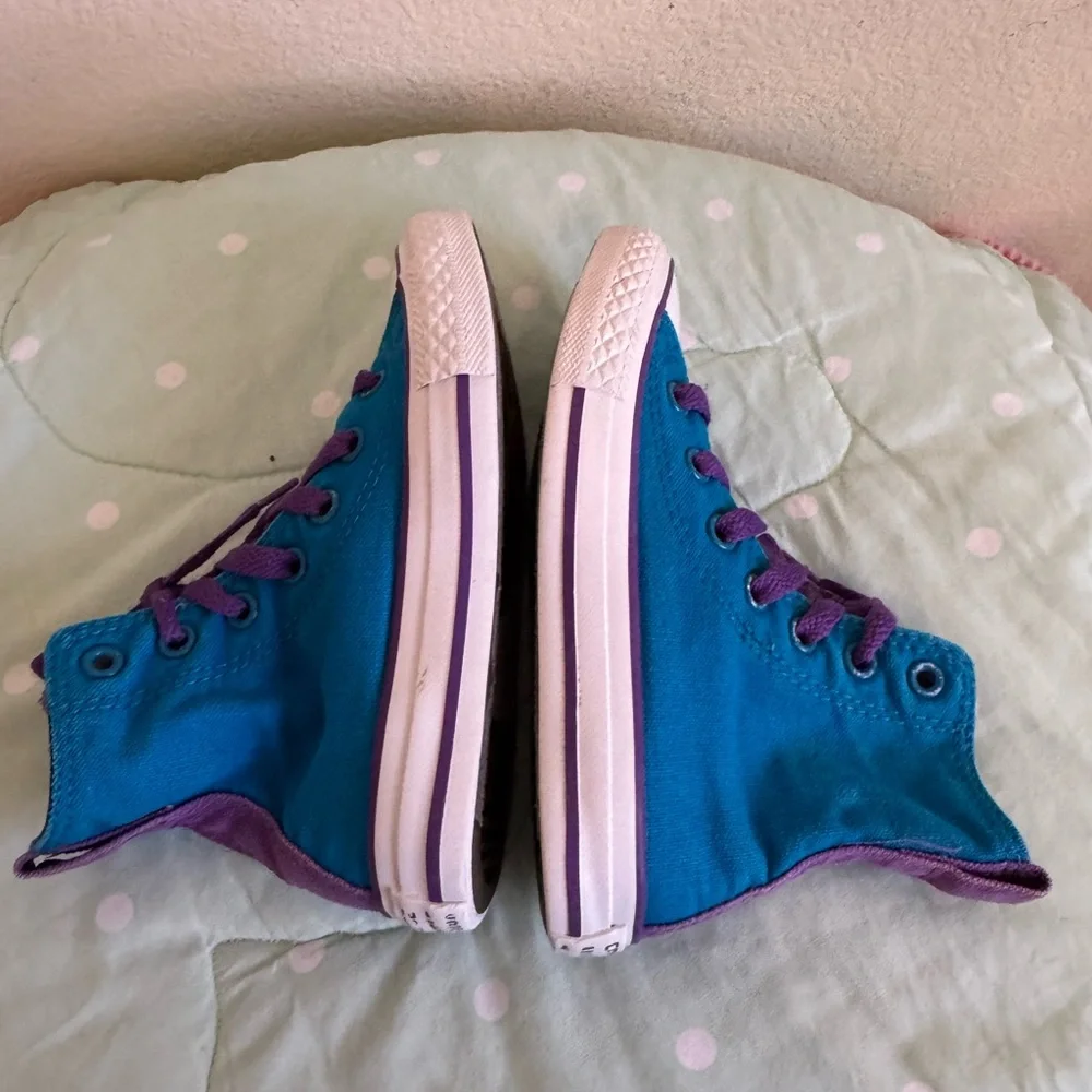 Converse Blue High-Tops with Purple Details Kids Size 10.5